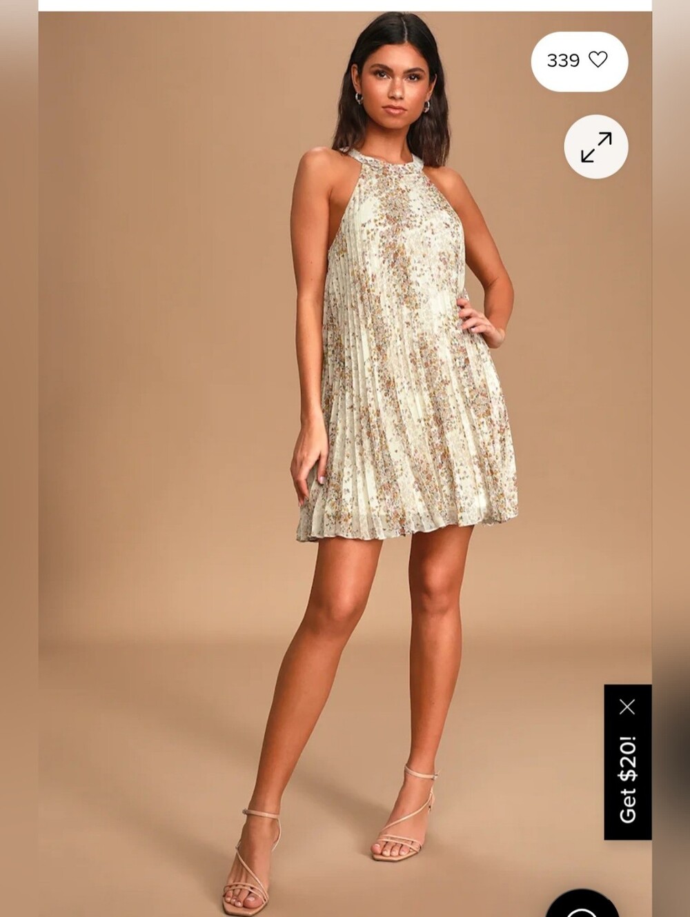 Floral Pleated Halter Dress